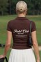 Women's Polo Collar Sunshine Club Printed T-Shirt Brown – 100% Cotton, Lycra Comfortable Fit Stylish Blouse - 2