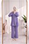 Vinmora Side-Tie Kimono and Strawberry Pants Set As478-Ek544 Lilac