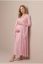 Women's Powder Lace Flounce Sleeves Special Design New Season Maternity Dressing Gown Nightgown Set