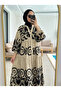 Women's Bohemian Patterned Layered Long Sleeve Hijab Dress - 2
