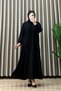 Sevdanur Dress Strawberry Fabric Women's Black Collar Openable Buttoned Flounce Cut Hijab Casual Dress