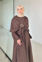 Buckle Skirt Suit - Brown - 5