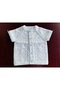 Seamless Hand Knitted 0-6 Months White with Blue Polka Dots Baby Vest