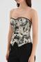Women's Corset with Covered Bust and Underwire, Jacquard Fabric Detailed Design - 6