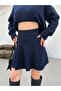 Women's Oversize Long Sweater and Flared Mini Skirt Knitwear Top and Bottom Set - Standard - 2