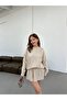 Women's Oversize Long Sweater and Flared Mini Skirt Knitwear Top and Bottom Set - Standard - 3