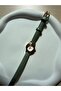 Tiny Leather Cord Women's Wristwatch Green - 7