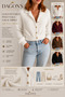 Gold Buttoned Women's Polo Collar Beard Cardigan - 2