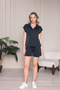Softline Women's Polo Collar Shorts Two-Piece Set Cotton Soft Textured Casual Summer Set - 2