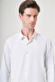 White Rigid Collar Long Sleeve Pocketless Slim Fit Flexible Water Repellent Shirt 1004260234 - 4