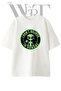 Green Alien 2 Design Printed Unisex White Oversize T-Shirt