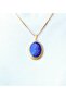 Natural Stone Lapis Natural Stone Women's Oval Necklace Euk53Lps - 2