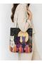 Women's Cat Pattern Woven Shoulder Bag Daily Tote Bag - 4
