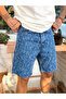 Cut-Out Laser Detailed Denim Shorts - 4