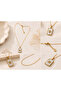 Steel Gold Letter m Rectangular Stone-Looking Necklace - 5