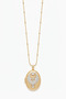 Women's Gold Color Zircon Stone Covered Picture Framed Oval Locket Necklace