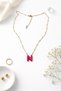 Letter N Fuchsia Enamel Gold Letter Necklace