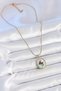 316L Steel Gold Color Chain Turquoise Enamel Pearl Flower Embroidered Portrait Model Women's Necklace - 2