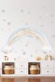 Blue Gray Tone Soft Color Rainbow And Polka Dots Kids Room Wall Sticker Set