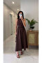 Liora Brown Dress with Elastic Waist and Ruffle Detail - 4