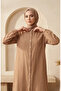 Muslin Fabric Buttoned Striped Tunic 0342-10 Milk Coffee - 2
