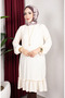 Bürümcük Fabric Skirt Gathered Tunic 0903-05 Ecru - 4