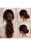 Handmade Satin Gray Leopard & Plain Gray Fabric Scrunchie Double Hair Clip Set - 2