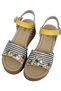 Women's vegan leather multi-colored chunky sole sandals - collage girl design