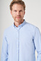 Blue Buttoned Collar Oxford Slim Fit Cotton Shirt 1004265284 - 4