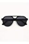 Phantom Polarized Square Sunglasses for Men & Women, Black Frame with Gold Accents, Smoke Grey Lenses | Model 3286-C2 - 4