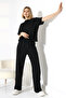 Basic Women's Soft Textured Casual Top and Bottom Set - 3
