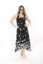 Women's Summer Buckle Strap Lycra Viscose Black and White Butterfly Patterned Stylish Dress - 7