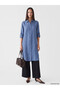 Lcw Everyday Blue Oversize 100% Linen Women's Shirt Tunic