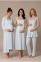 Women's Blue Lace New Season 4-Piece Maternity Nightgown Pajama Set with Nursing Features