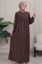 Floral Print Round Robe Mother Hijab Dress - 4