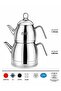 Konak Maxi Size Teapot |   18/10 Stainless Steel |   Induction Base |   1.70 L + 2.80 L | - 2