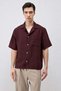 Burgundy Lyocell Blend Short Sleeve Men's Shirt