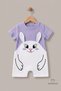 Baby Girl Shorts Jumpsuit with Rabbit Figure, 100% Cotton Summer Jumpsuit, Daily Baby Jumpsuit, 0-9 Months - 2