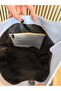 Women's Blue Large Size Shoulder Bag with Staple Detail, Soft Leather Look, Suitable for Daily University and Office Use, Hobo Bag - 4