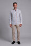 Beige Regular Fit Linen Pocketless Long Pasha Collar Shirt - 5