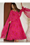 Pink Bandhej Chiffon Anarkali Gown Set - HRT1369 | Pink-Size:M-38-Inches - 2