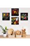 30x30 cm 4 Panel Black Gallery Wrapped Spice Canvas Set | Kitchen Wall Art | Chili Pepper Turmeric Herbs Cooking Decor | Ready to Hang - 4