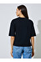 Black Side Knot Detail Round Neck T-Shirt - 5