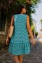 Women's Turquoise Sleeveless Skirt Ruffled Polka Dot Dress Arm-26Y001146 - 2