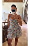 Floral Mini Dress with Gathered Tie-Back Straps - 4219 - 5