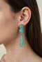 Women's Gold Color Turquoise Stone Detailed Dangle Earrings