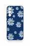 Samsung A34 Compatible Blue Daisy Patterned Silicone Case - 3