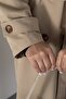 Women's Long Linen Trench Coat |   Double-Breasted Collar Belted Double-Button Oversized Trench Coat - 6