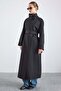 High Collar Oversize Water Repellent Trench Coat Black 6874 - 6
