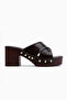 Jamela Brown Cross-Strapped Heeled Women's Slippers - 2